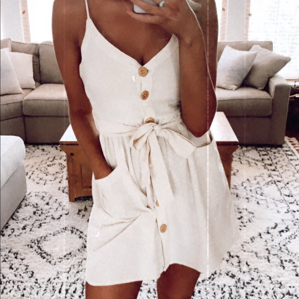 LUSH Linen Front Button Dress